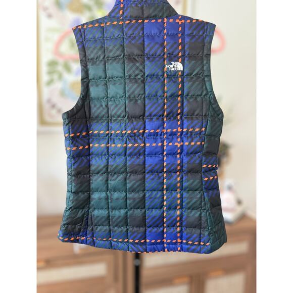 NWT The North Face Plaid Printed ThermoBall Eco Vest Blue Green Womens Sze Small - Picture 5 of 13